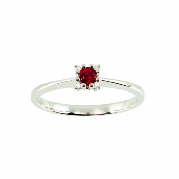 lucky one Ruby Solitaire Ring – White Gold