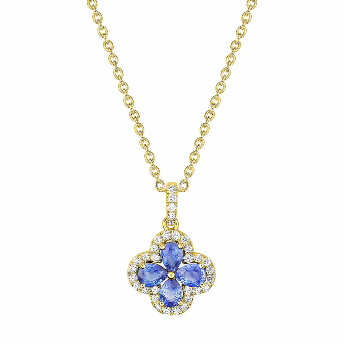 lucky one Sapphire Flower Necklace – Yellow Gold