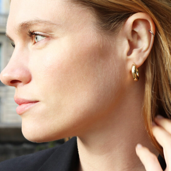 lucky one Pretty Hoop Earrings 5mm – Diameter 10mm in Yellow Gold