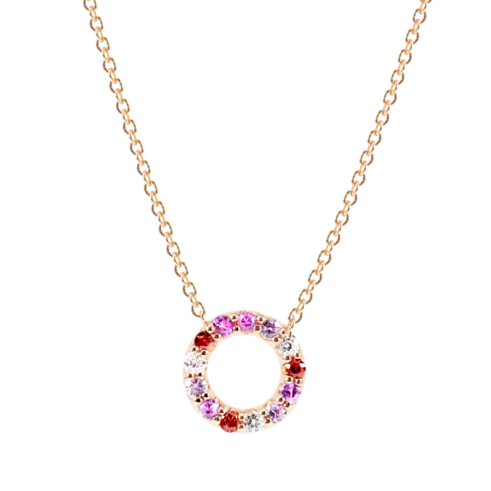 lucky one Rainbow Necklace – Rose Gold with sapphires