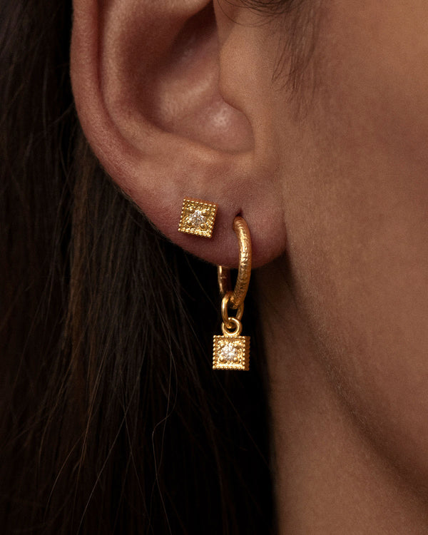 Lucy Folk Cartouche Diamond Studs - 18ct