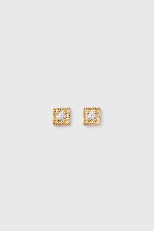 Lucy Folk Cartouche Diamond Studs - 18ct