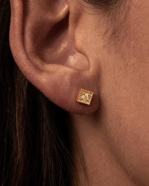 lucy folk Cartouche Diamond Studs - 18ct