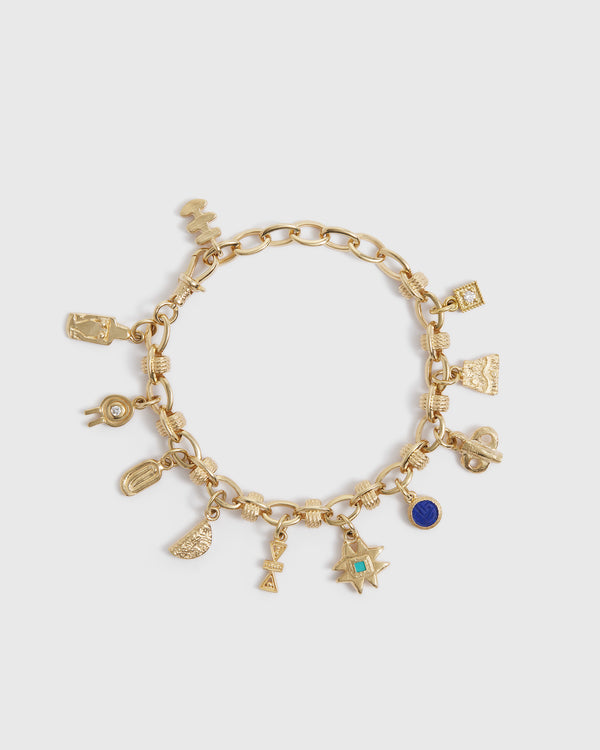 Lucy Folk Charged Curio Charm Bracelet - 9ct