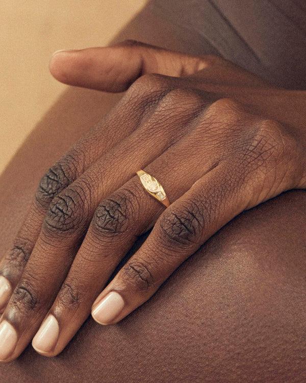 lucy folk Diamond Signet Ring - 18ct Diamond