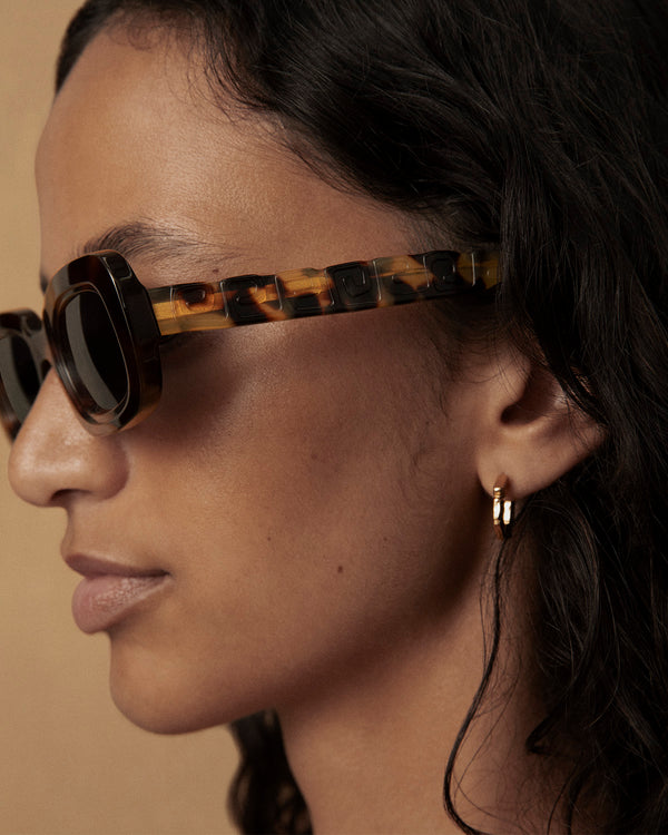 Lucy Folk Draa Embossed Rectangular Sunglasses