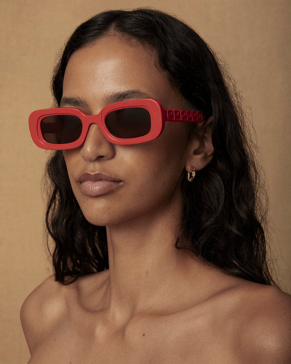 Lucy Folk Draa Embossed Rectangular Sunglasses