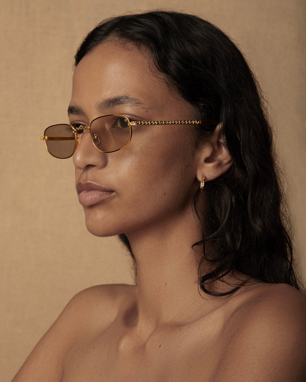 Lucy Folk Draa Gold Plated Metal Sunglasses