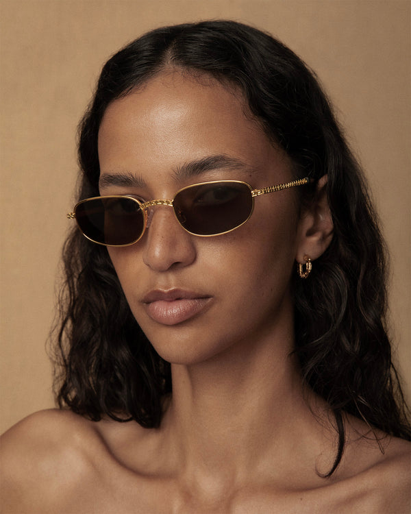 Lucy Folk Draa Gold Plated Metal Sunglasses