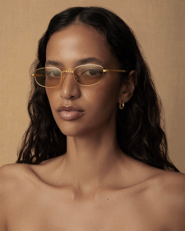 lucy folk Draa Gold Plated Metal Sunglasses