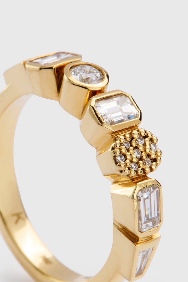 Lucy Folk Emerald Split Ring - 18ct Diamond