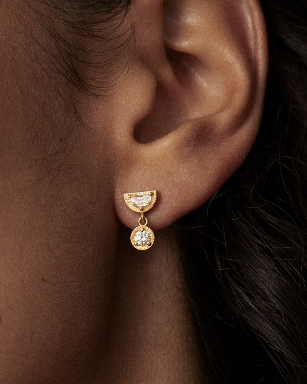 lucy folk Harvest Moon Diamond Single Stud - 18ct