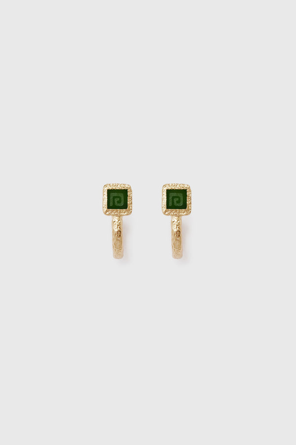 Lucy Folk Jade Key Earrings - 9ct
