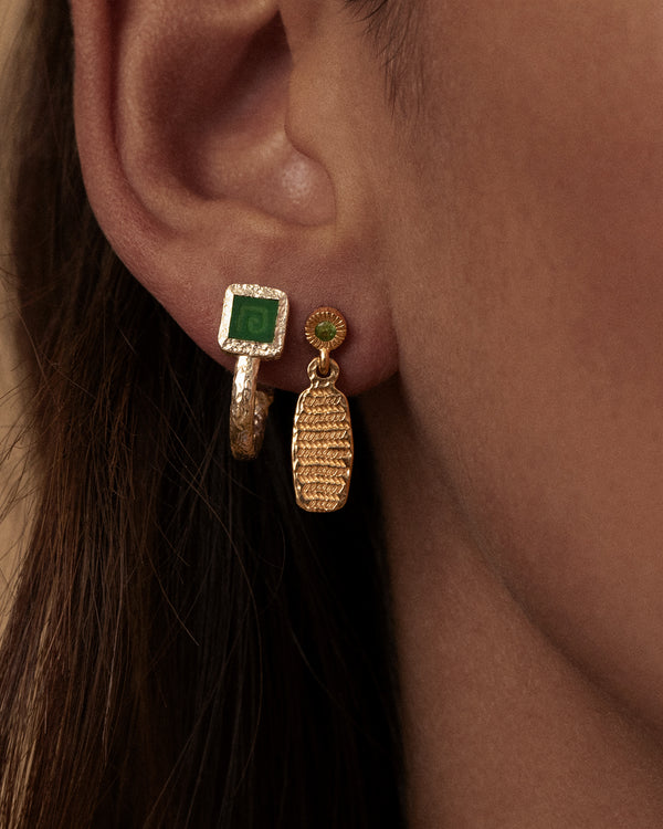 Lucy Folk Jade Key Earrings - 9ct