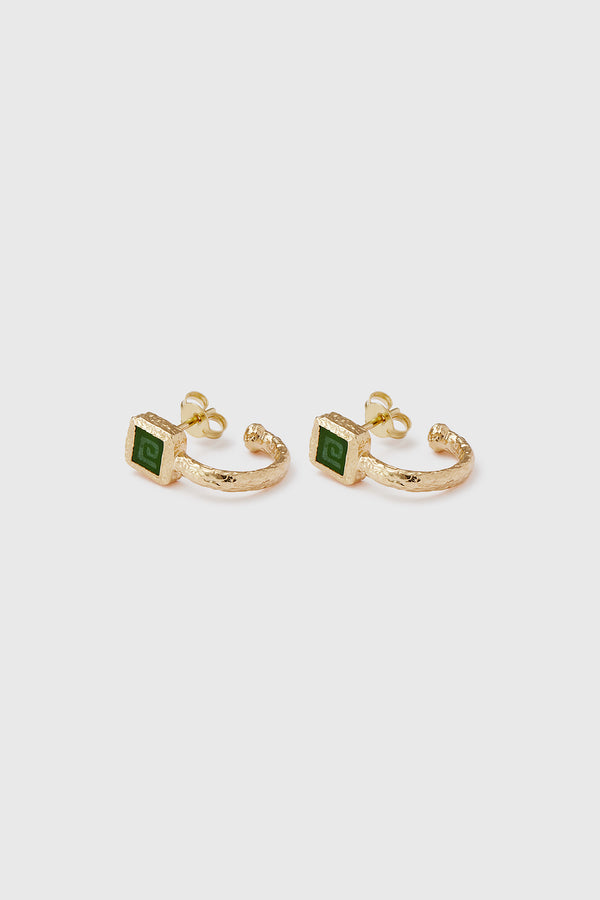 Lucy Folk Jade Key Earrings - 9ct