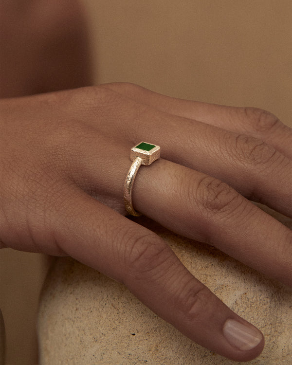 Lucy Folk Jade Key Ring - 9ct