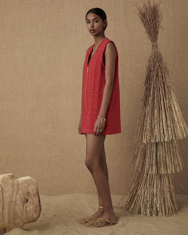 lucy Folk Jali Embroidered Vest Dress