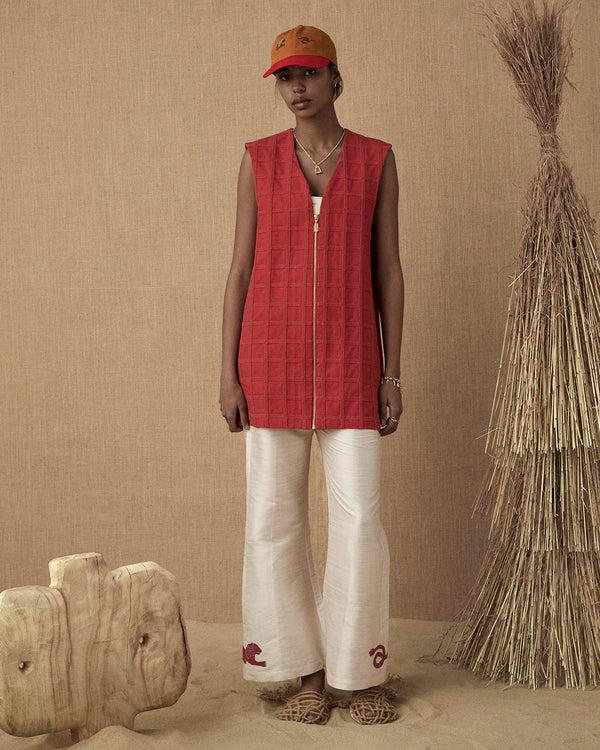 lucy Folk Jali Embroidered Vest Dress
