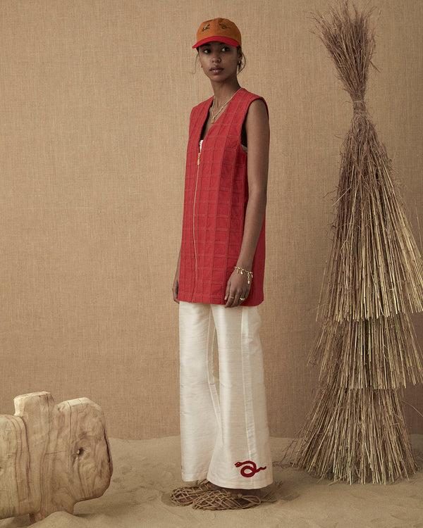 lucy Folk Jali Embroidered Vest Dress