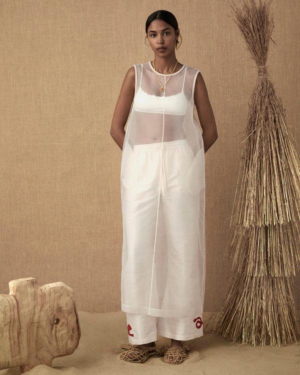 lucy folk Lakshmi Embroidered Silk Dress