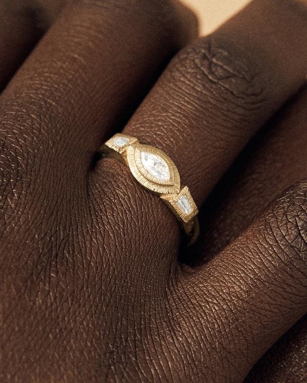 lucy folk Marquis Dream Ring - 18ct Diamond