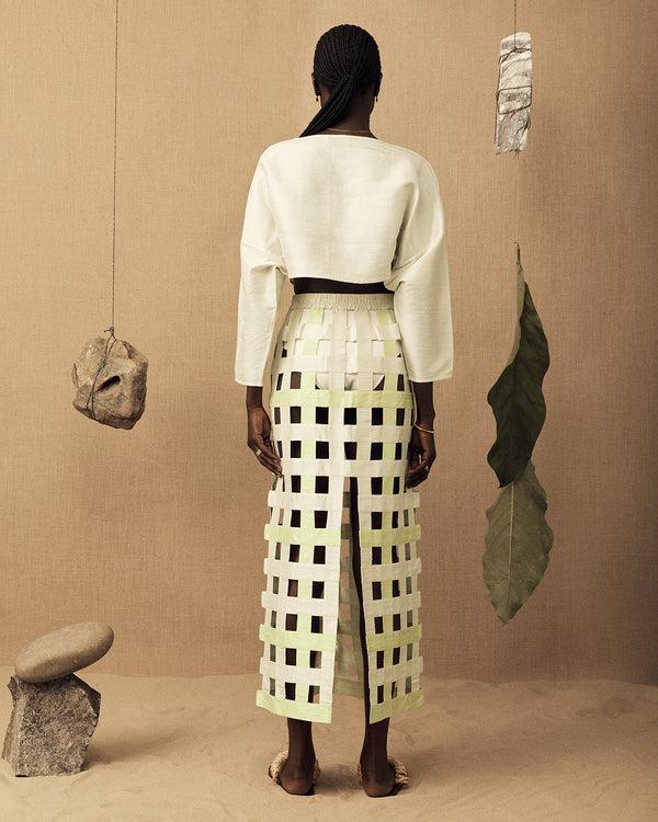 Lucy Folk Silk Grid Skirt