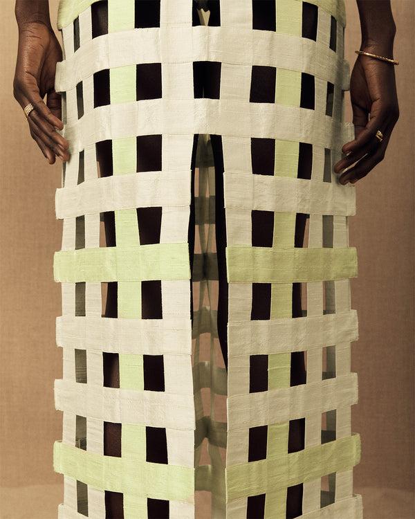 Lucy Folk Silk Grid Skirt