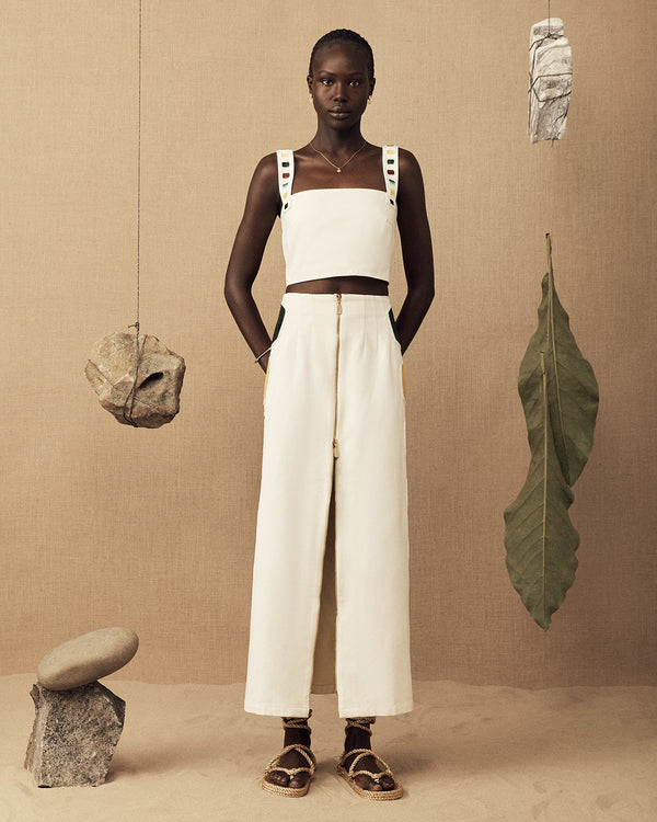 Lucy Folk Tribute Canvas Crop Top