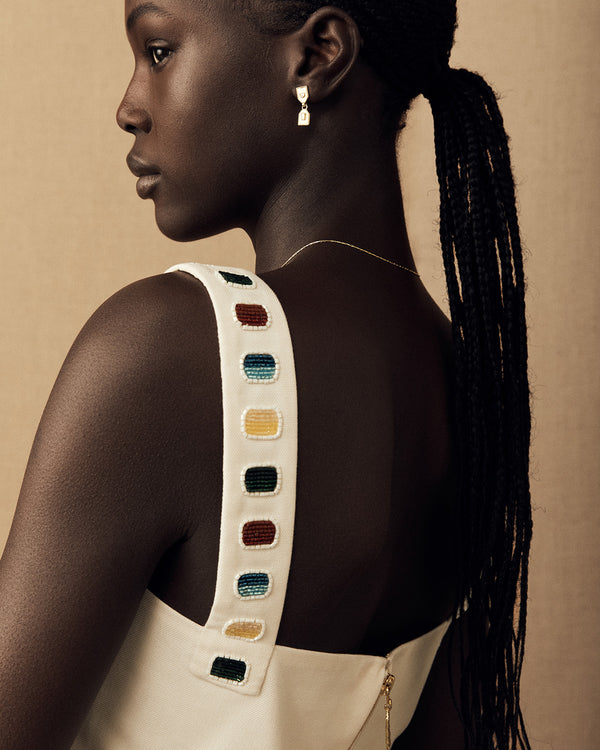 Lucy Folk Tribute Canvas Crop Top