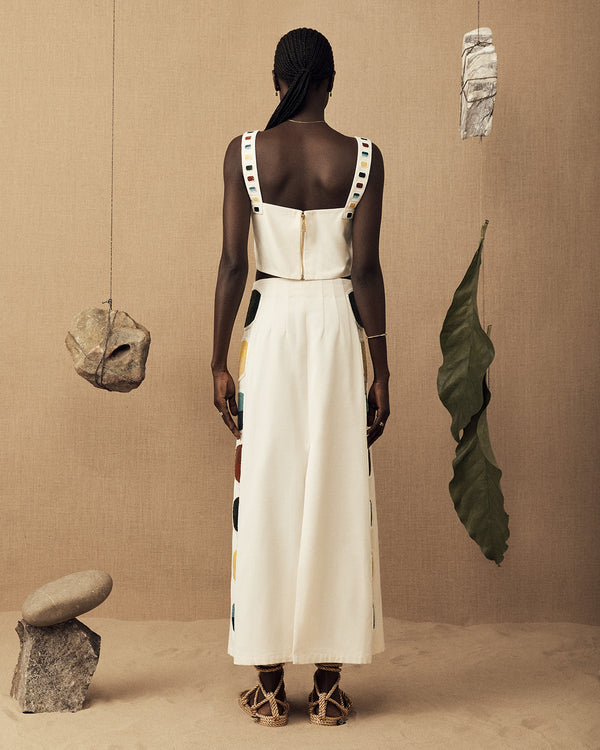 Lucy Folk Tribute Canvas Crop Top