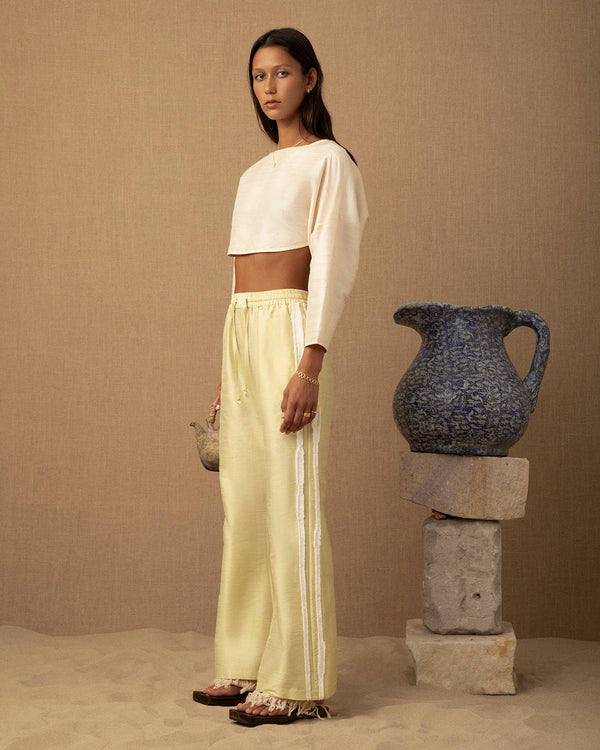 Lucy Folk Tufted Wave Silk Flare Pant