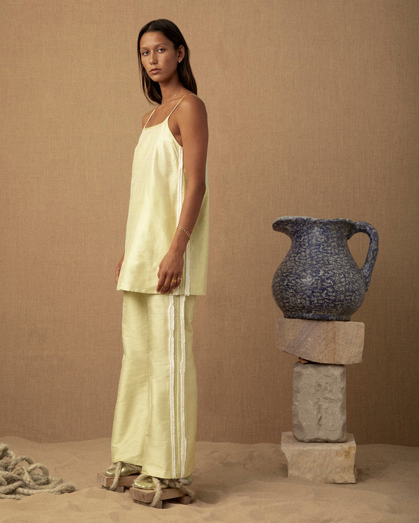 Lucy Folk Tufted Wave Silk Flare Pant