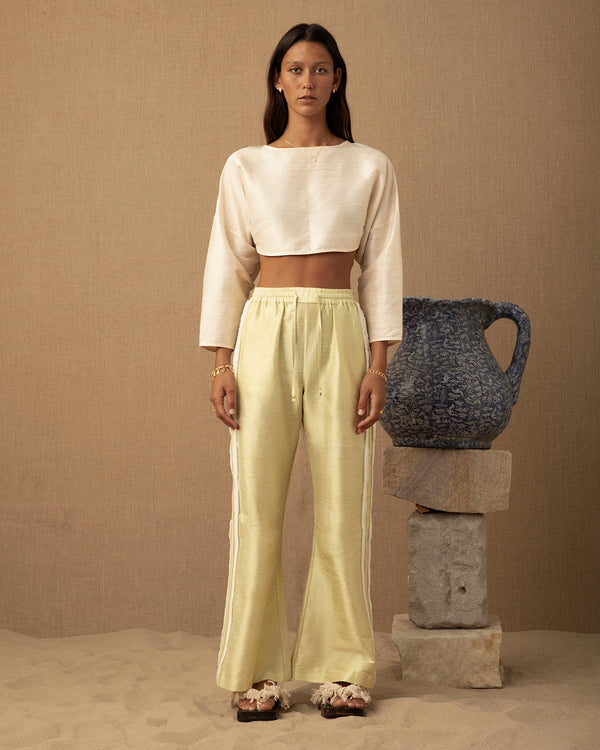 lucy folk Tufted Wave Silk Flare Pant