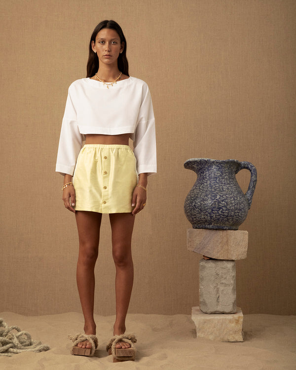 Lucy Folk Tufted Wave Silk Mini Skirt