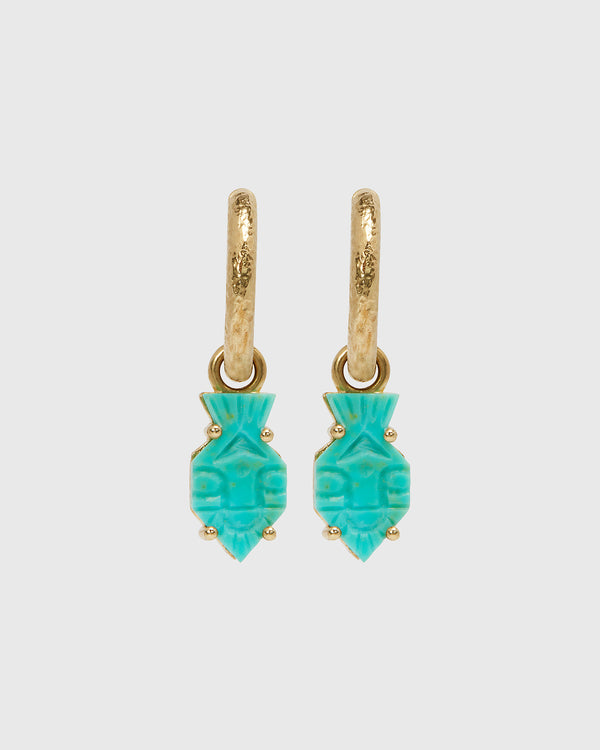 Lucy Folk Turquoise Bes Earrings - 9ct