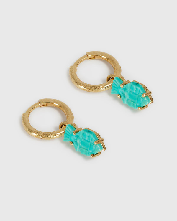 Lucy Folk Turquoise Bes Earrings - 9ct