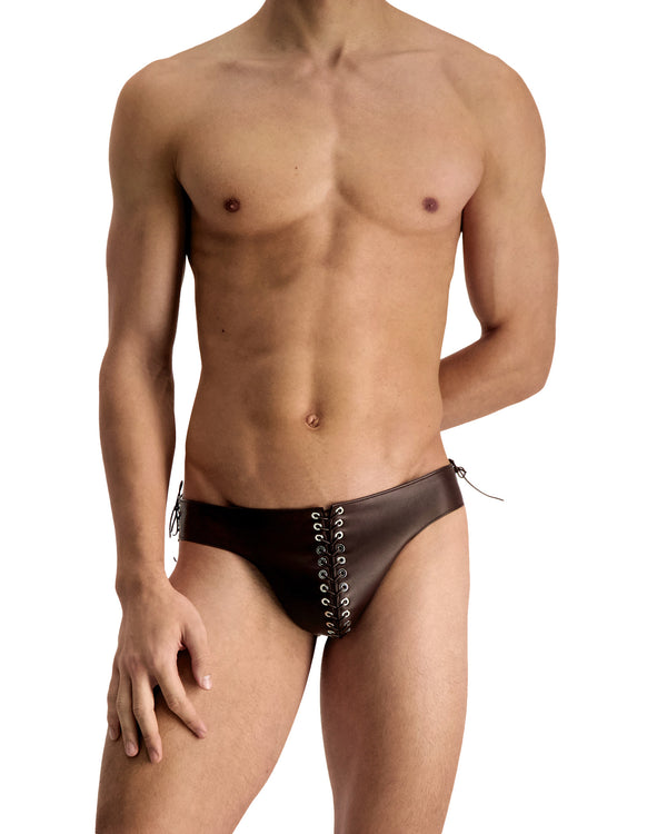 ludovic de saint sernin Brown Leather Eyelet Briefs