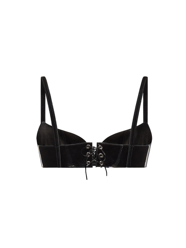 Ludovic De Saint Sernin Cleavage Bra In Patent Leather
