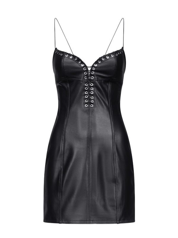 ludovic de saint sernin Cleavage Mini Dress in Leather