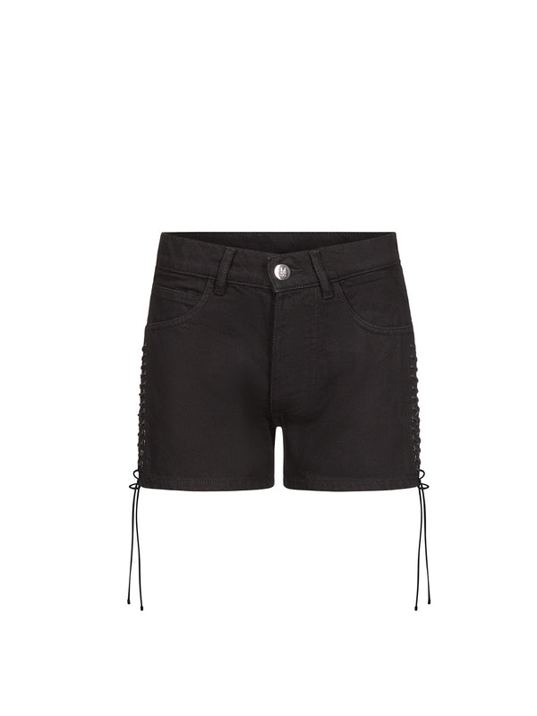 ludovic de saint sernin Double Lace-Up Shorts in Denim