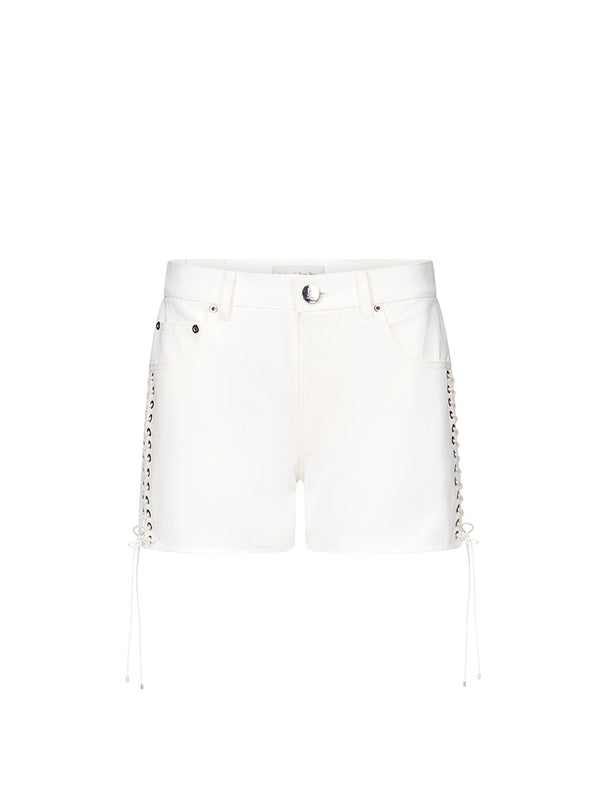 ludovic de saint sernin Double Lace-Up Shorts in Denim