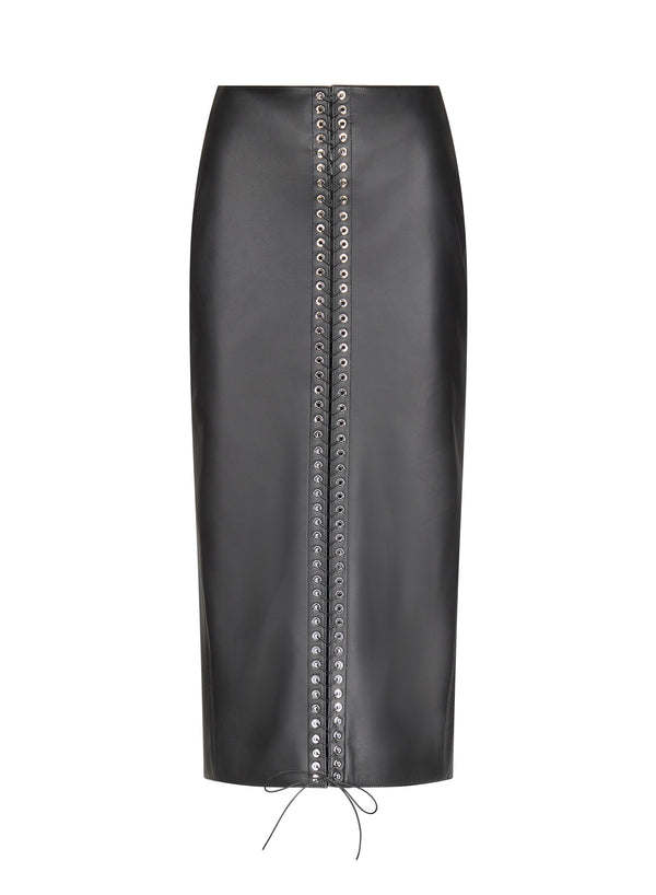 ludovic de saint sernin Lace-Up Pencil Skirt in Leather
