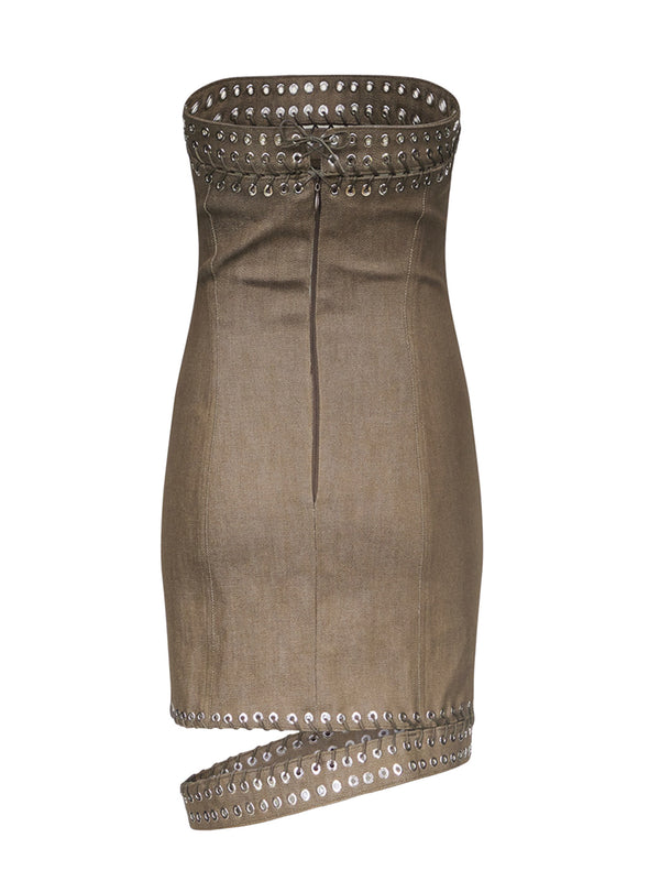 Ludovic De Saint Sernin Lucinda Bustier Mini Dress In Denim