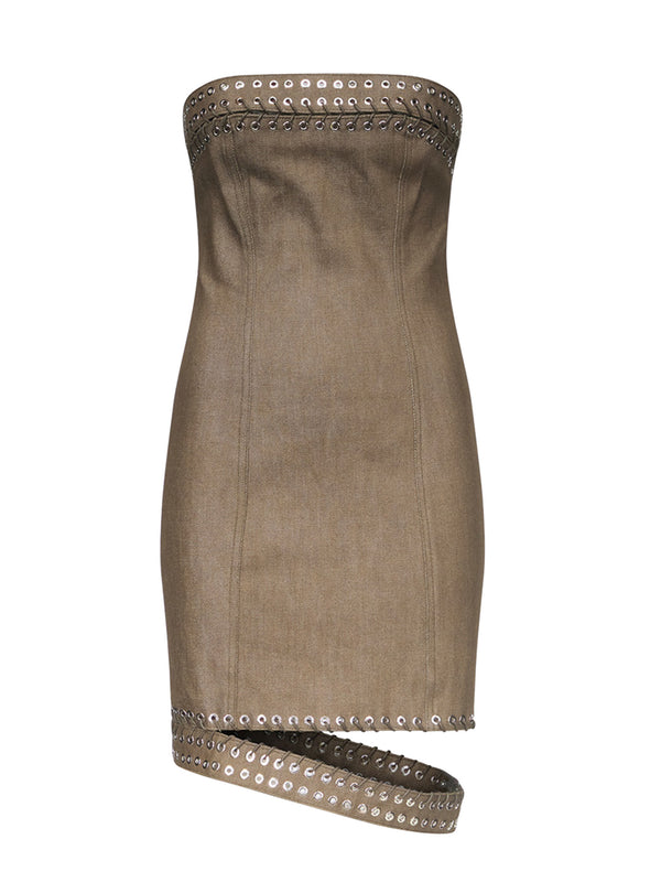 ludovic de saint sernin Lucinda Bustier Mini Dress in Denim