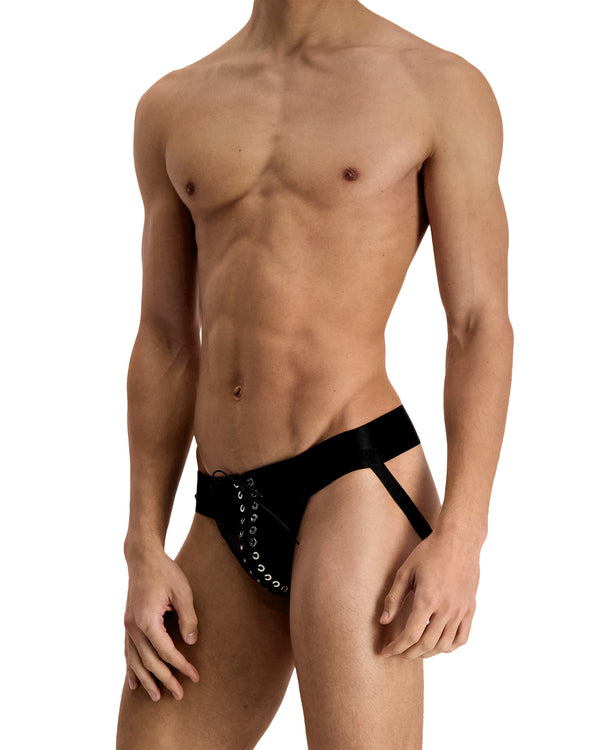 ludovic de saint sernin Black Leather Jockstrap