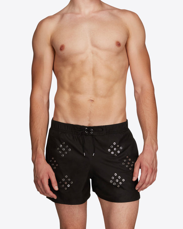 Ludovic De Saint Sernin Diamond Eyelet Swim Shorts