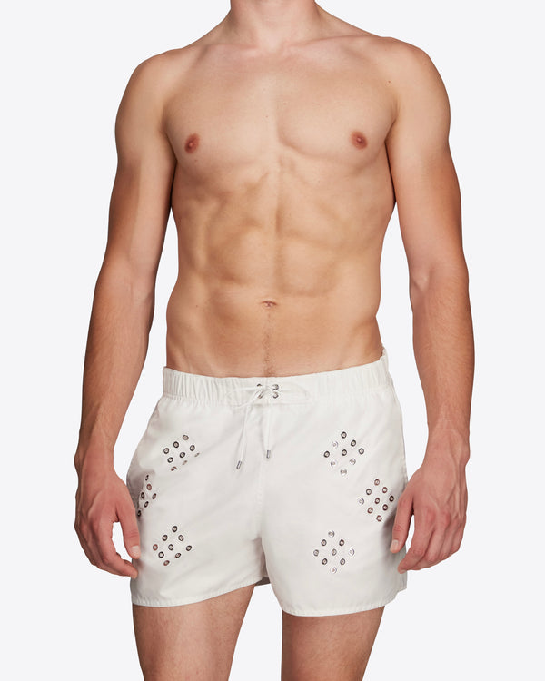 Ludovic De Saint Sernin Diamond Eyelet Swim Shorts