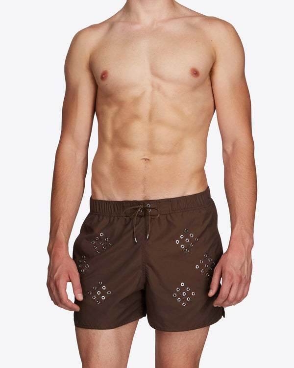 Ludovic De Saint Sernin Diamond Eyelet Swim Shorts