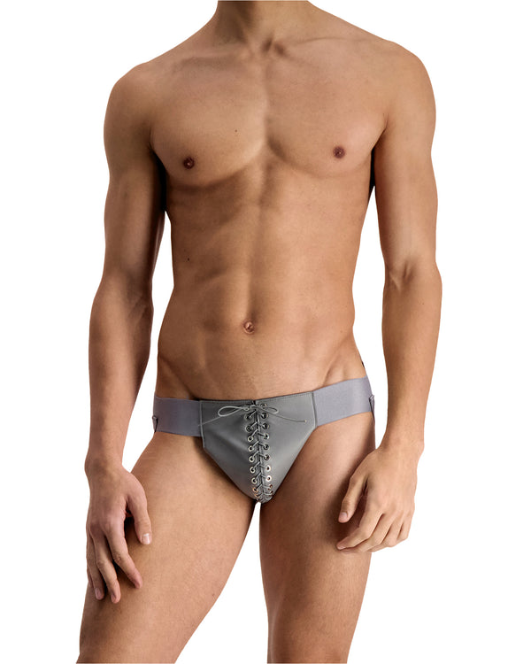 Ludovic De Saint Sernin Grey Leather Jockstrap