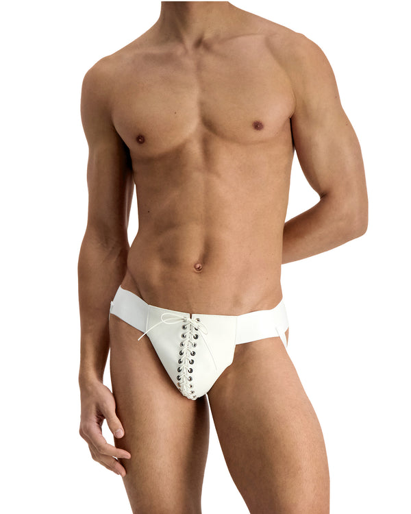 Ludovic De Saint Sernin White Leather Jockstrap